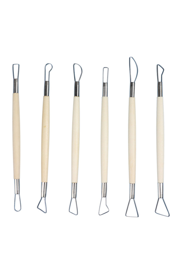 burlywood 1set Pottery Tools Double Head Scraper 6-Piece Clay Scraper