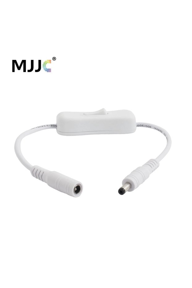 White DC Switch Inline 304 Switch On Off with Female Male Power Cable 5.5x2.1mm DC Connector Switch