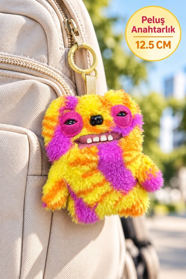 Plush Bag Clip Mini Series 6 Yellow Pink Orange Furry - 12.5 cm