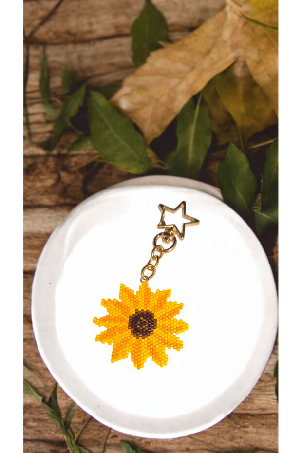 Miyuki Beads Handmade Sunflower Keychain/Bag Ornament