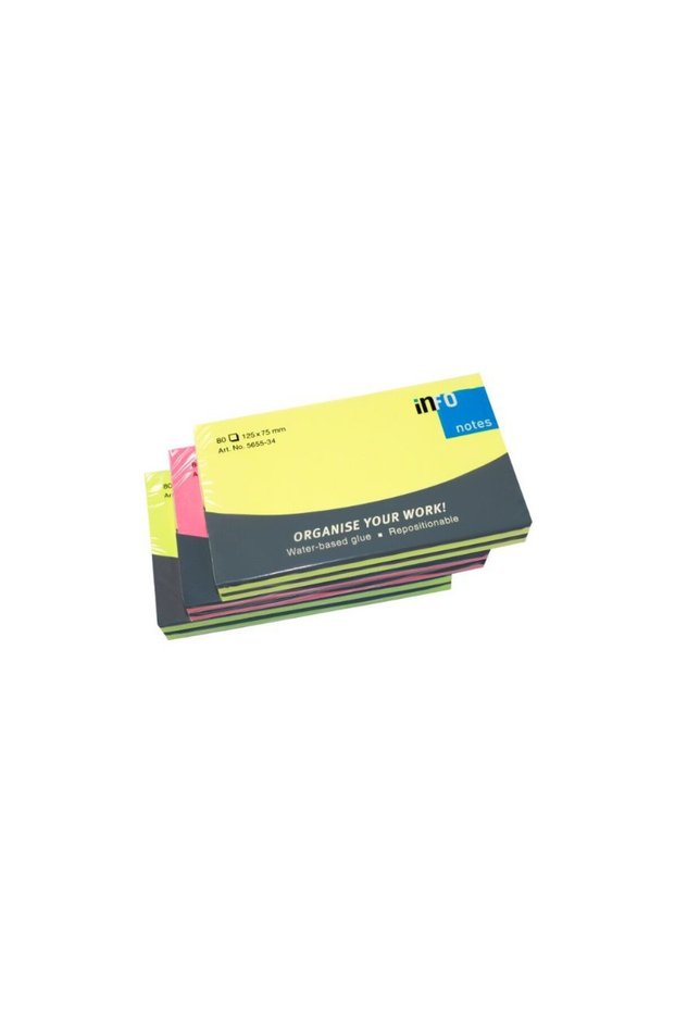 ADHESIVE NOTES 75*125MM 80 SHEETS NEON ASSORTED INFO NOTES