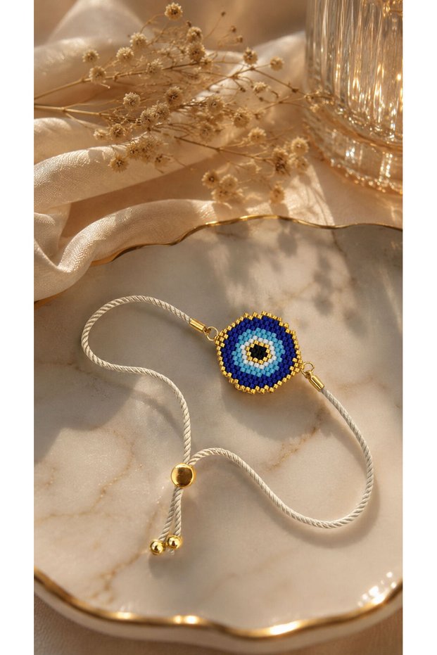 Miyuki Beads Handmade Evil Eye Bead Adjustable Bracelet
