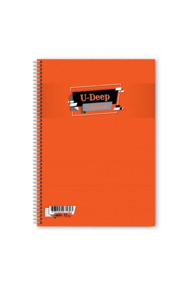 دفتر ملاحظات حلزوني بغطاء بلاستيكي مخطط مقاس A4 من U-deep، 72 ورقة