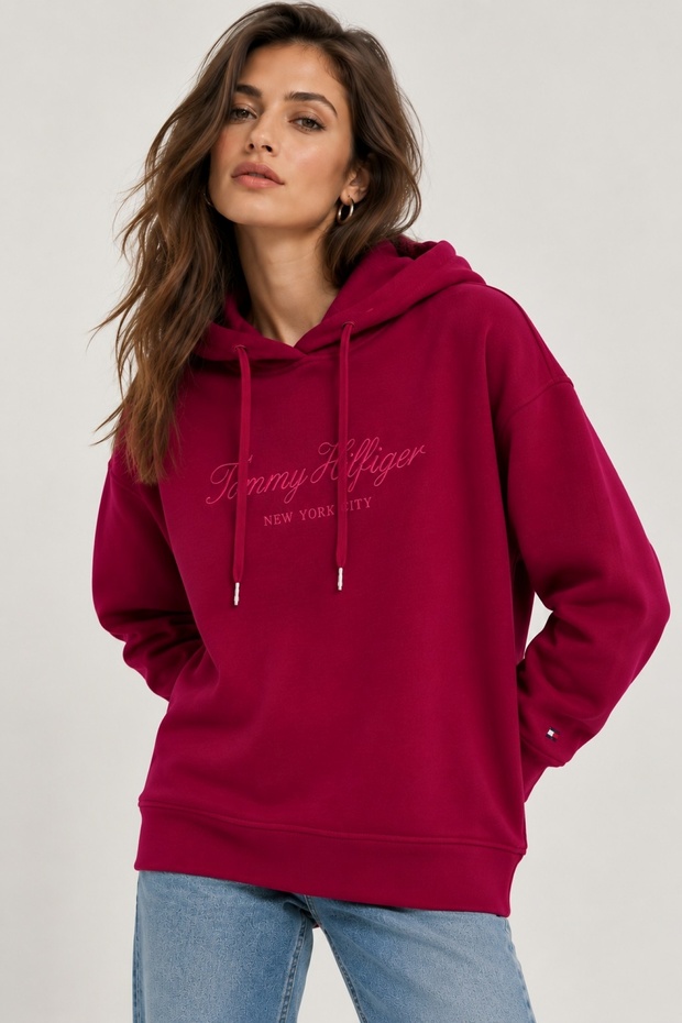 Organic Cotton Relaxed Cut Shipping Logo Hooded Sweatshirt