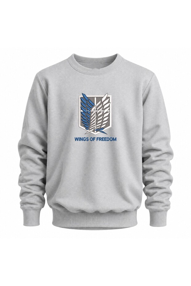 Wings of Freedom Attack on Titan Anime Embroidered Crew Neck Sweatshirt Unisex