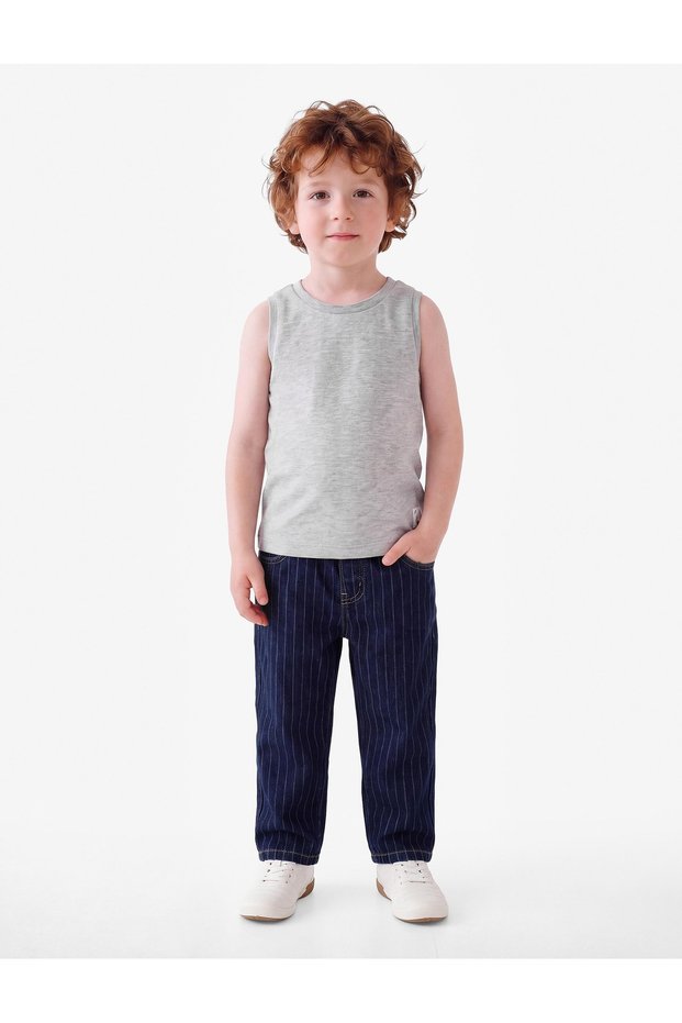 Crew Neck Cotton Blend Sleeveless Tank Top