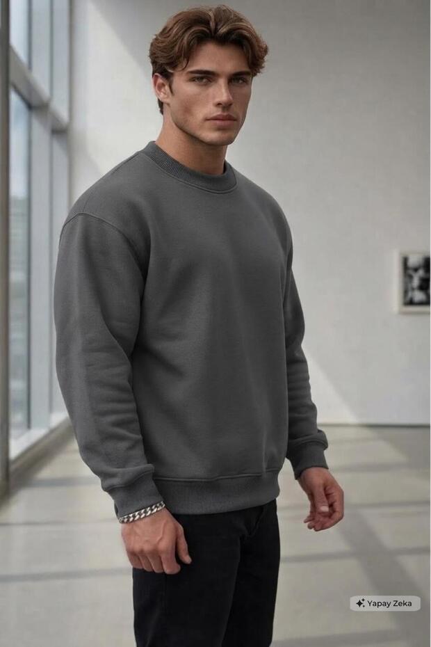 Men's Nardo Gray Hoodless Crew Neck Sweatshirt