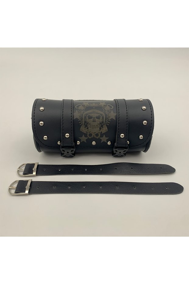 Black Universal Motorcycle Saddlebag Model Side PU Leather Luggage Saddle bag Storage Tool Pouch