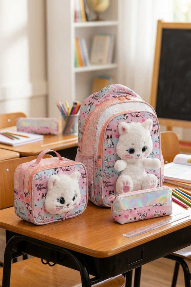 My Polo 12020-12021 3-Piece Girls' Primary School Middle School Bag Backpack School Bag Multi-Compartment O