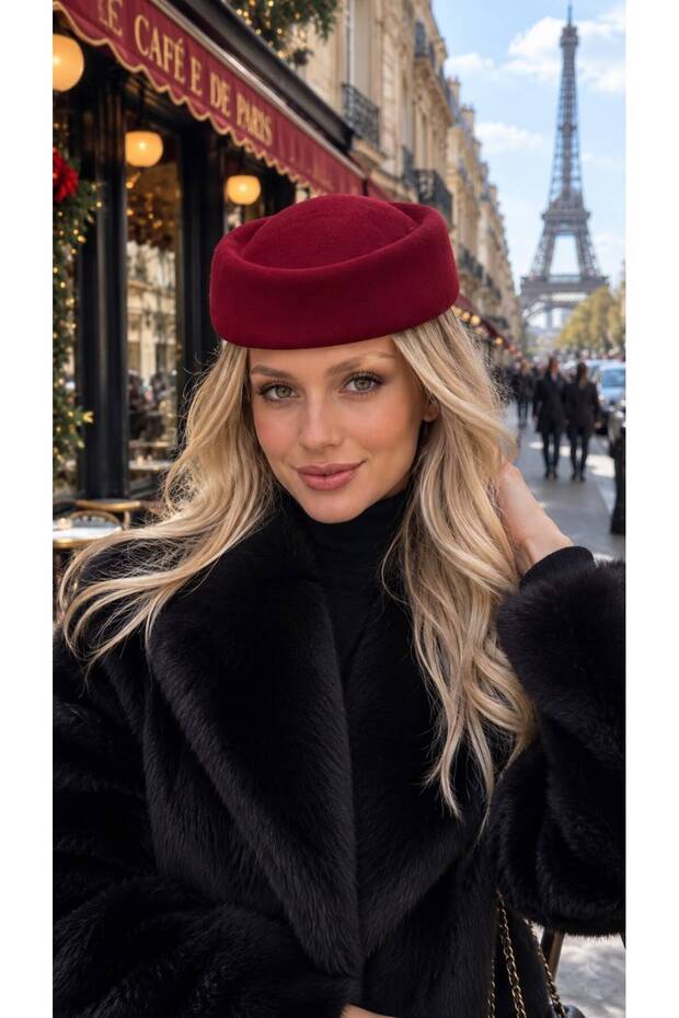 Burgundy Wool Felt Women's Hat