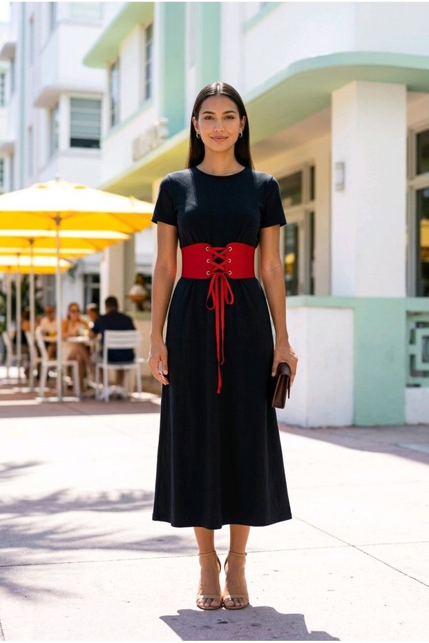 Wania Bird-Eye Detailed Satin Belt Red