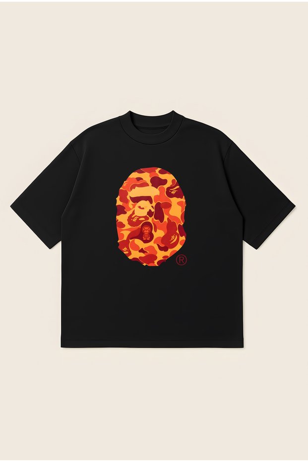 Bape Magma Printed Oversize Boxy Cut Unisex 100% Cotton Tshirt | Streetwear