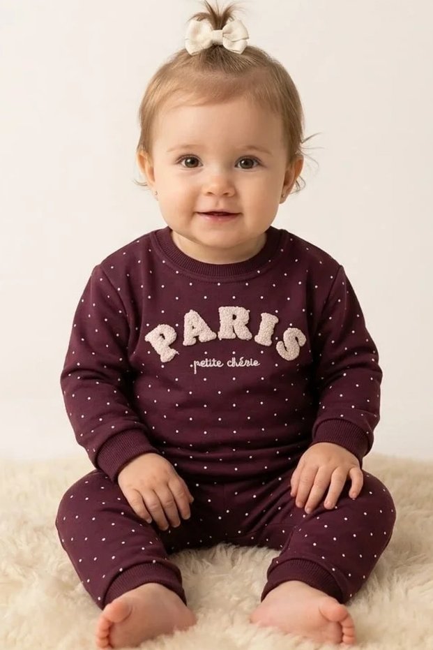 Girl's Polka Dot Plum Set