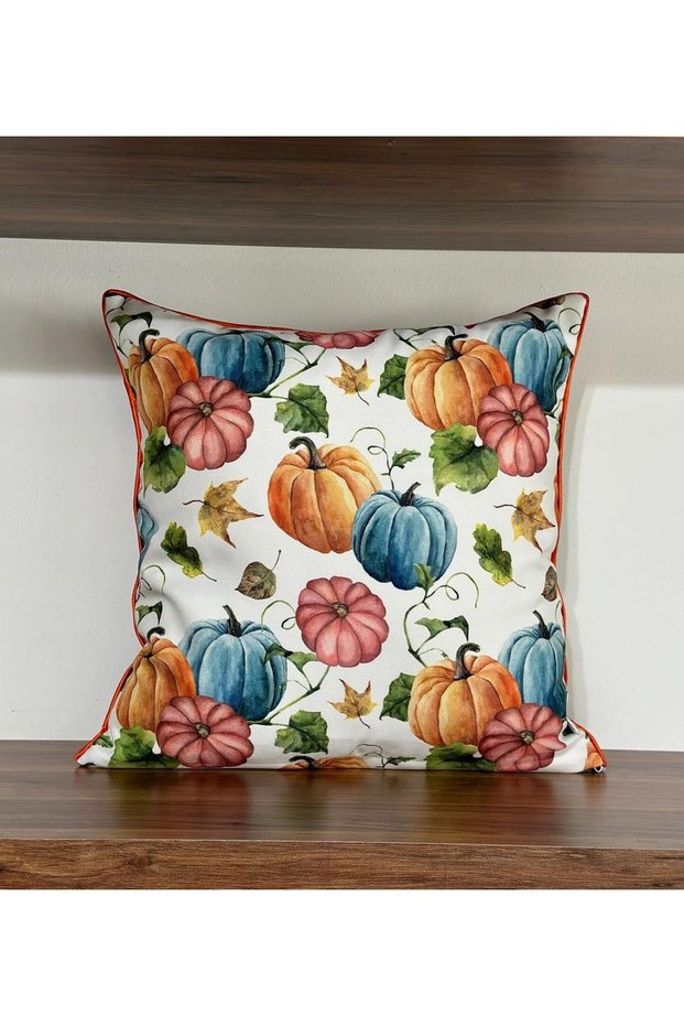 D1370 Autumn Colorful Pumpkin Pattern Throw Pillow Cover