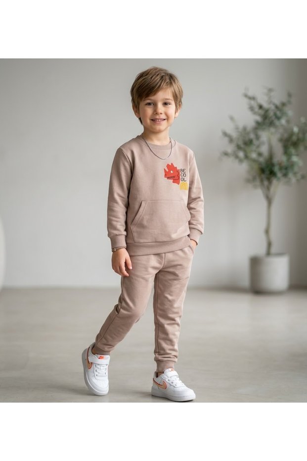 Baby Boy Dinosaur Printed 2-Piece Tracksuit Set with Kangaroo Pockets Sweatshirt Top and Bottom Combination Children's Set New Season Daily Nursery Kindergarten Set Sportswear Casual Outfit Color