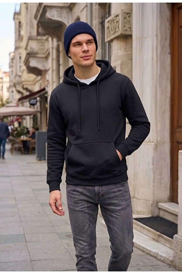 Unisex Kapüşonlu Basic Sweatshirt