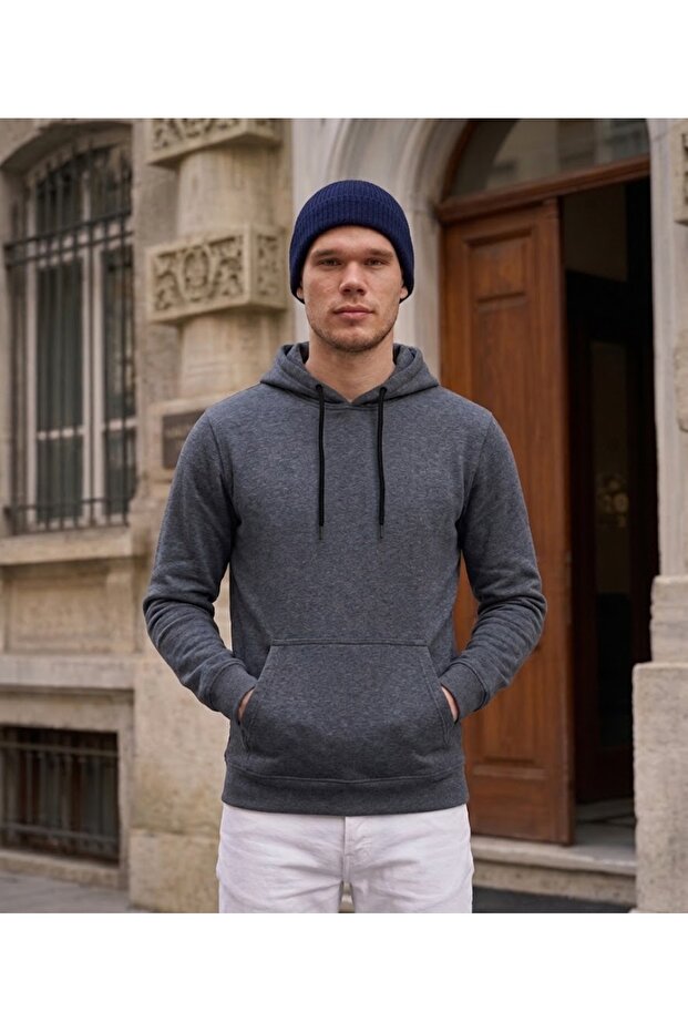 Unisex Kapüşonlu Basic Sweatshirt