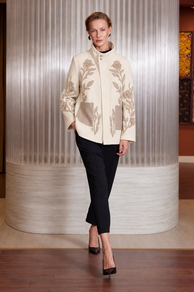 5341 Noir Blossom Appliqued Jacket