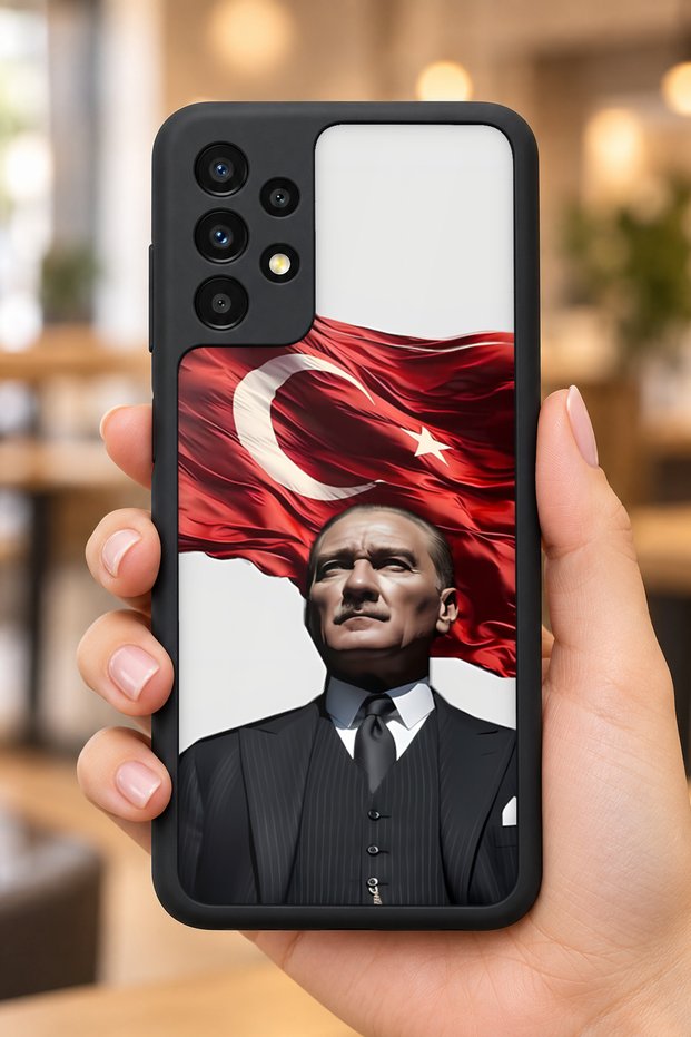 حافظة مقاومة للصدمات متوافقة مع هاتف Samsung Galaxy A13 / A23 مع نمط علم تركي لحماية الكاميرا