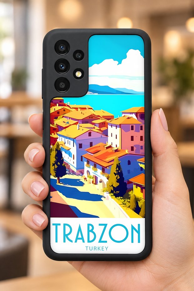 Samsung Galaxy A13 / A23 Compatible Black Sea Pattern Shockproof Case with Camera Protection