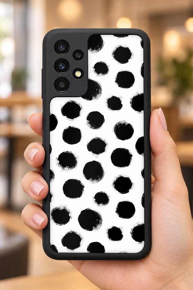 Samsung Galaxy A13 / A23 Compatible Monochrome Patterned Shockproof Case with Camera Protection
