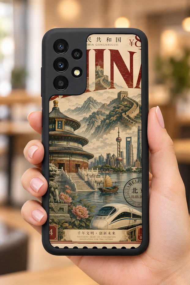 Samsung Galaxy A13 / A23 Compatible Chinese Patterned Shockproof Case with Camera Protection