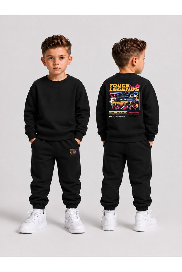Boys' Crew Neck Sweatshirt Tracksuit Set 2-Piece Printed Top and Bottom Set