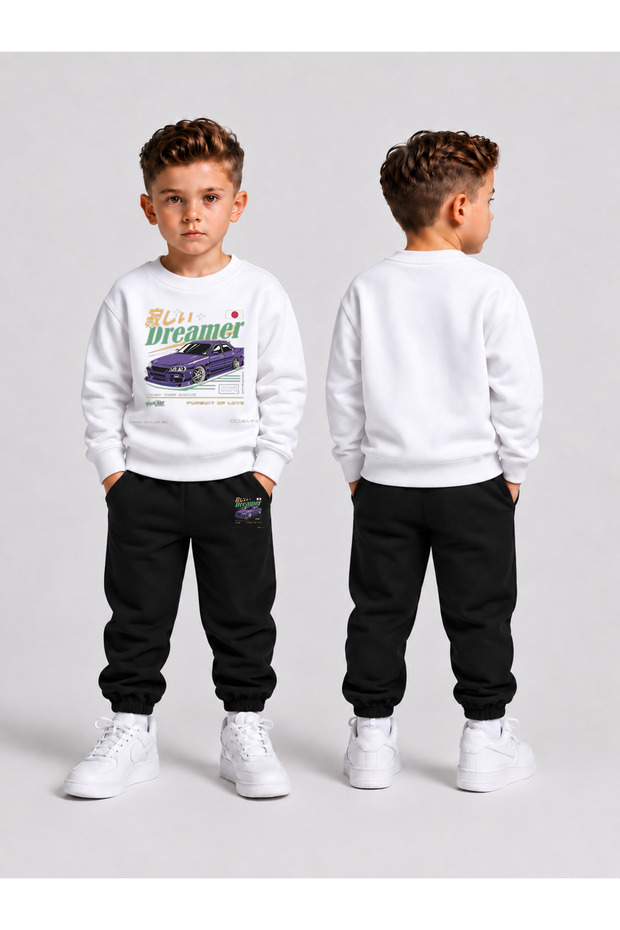Boys' Crew Neck Sweatshirt Tracksuit Set 2-Piece Printed Top and Bottom Set