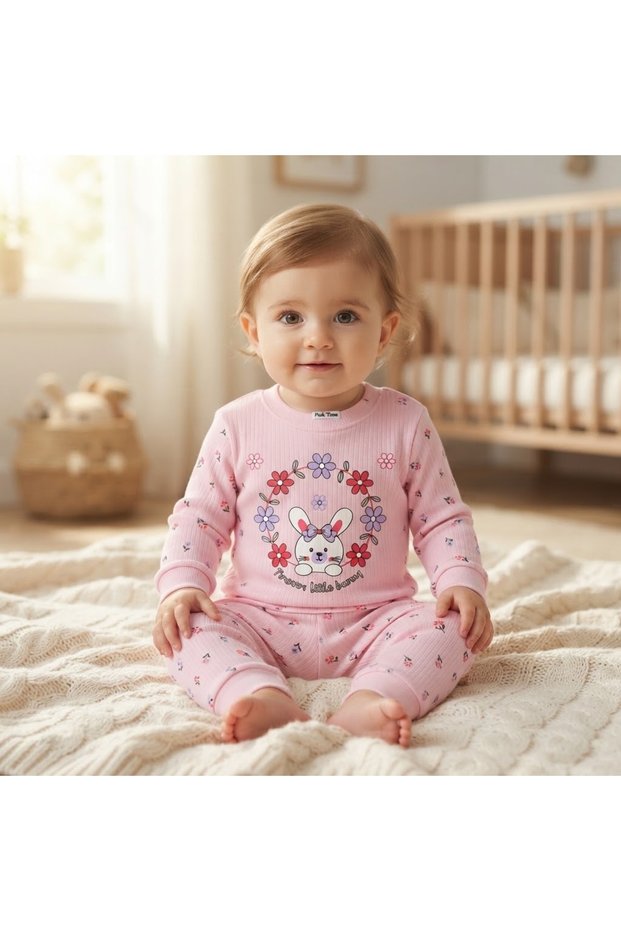 100% Cotton Interlock Deer Printed Pajama Set 12 Months, 2Y, 3Y Girls