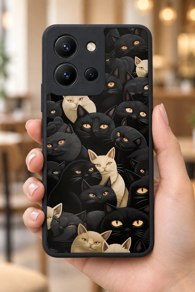 Vivo Y36 Compatible Cat Pattern Patterned Camera Protected Shockproof Case