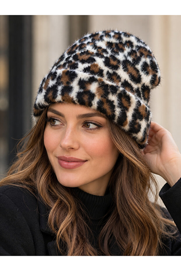 Women's Furry Soft Plush Leopard Beanie