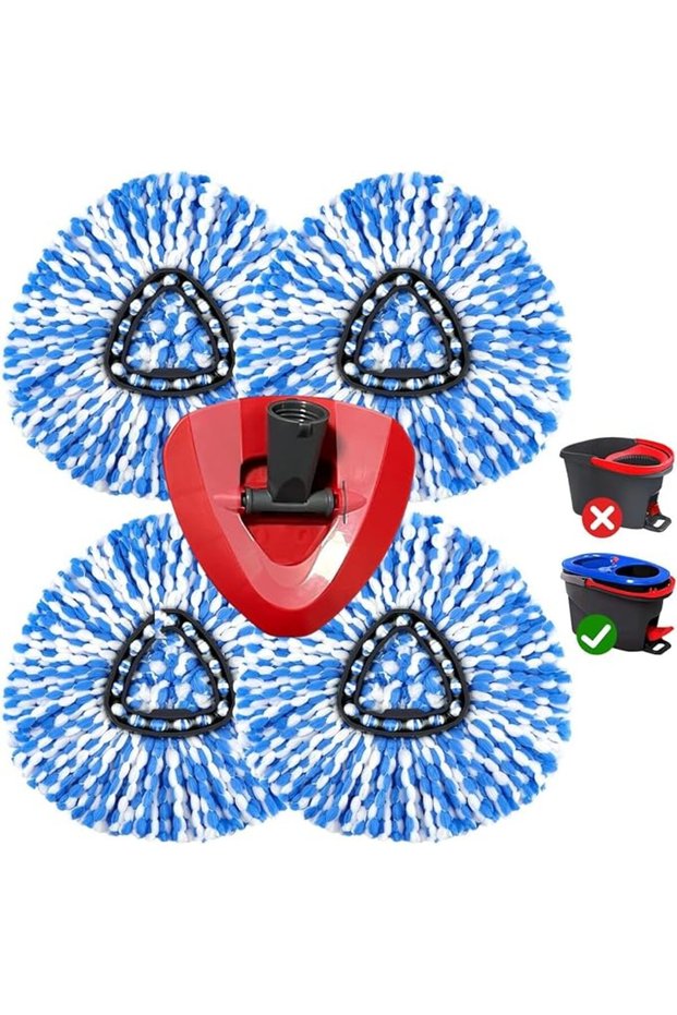 Mop Head Replacement, 4 Pcs Spin Mop Replacement Head Compatible with O Cedar RinseClean Dual System