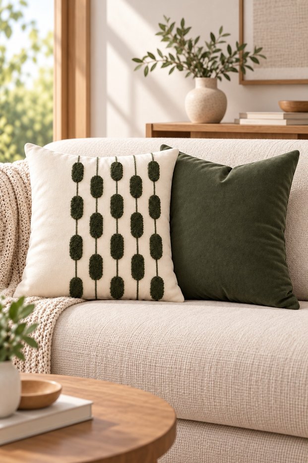 Melodi Punch Embroidered 2-Piece Throw Pillow Cover Set |   Zippered 42X42 cm |   Modern Sofa Throw Pillow with Pattern, Decorative