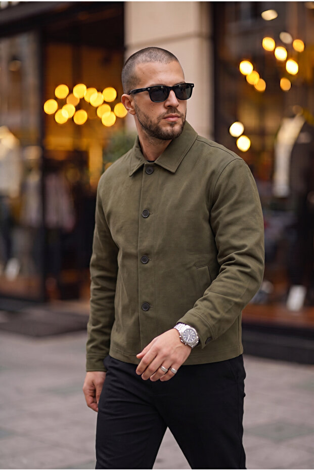 Sporty Stylish Comfortable Oversized Fabric Buttoned Seasonal Jacket
