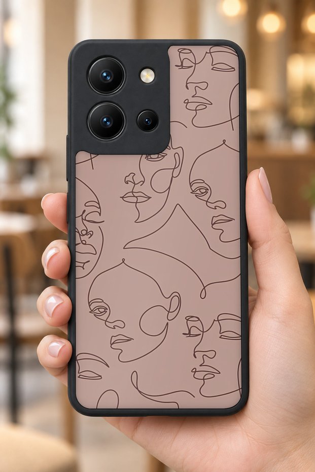 حافظة مقاومة للصدمات متوافقة مع Vivo Y36 مع حماية للكاميرا بنمط LineArt