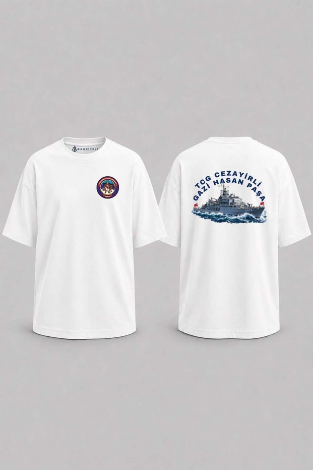 Oversize Tcg Algerian Veteran Hasan Pasha between the Waves Design V2 Pocket and Back Printed Unisex T-Shirt