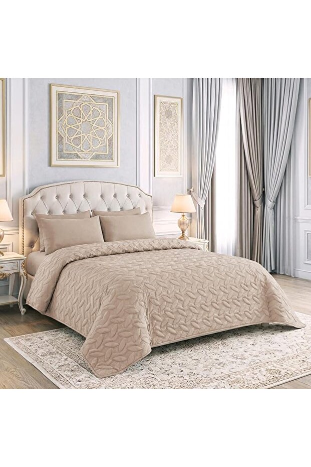 MASTER Microfiber Plain Bedspread Set, Fits 120 x 200 cm Single Size Bed, 3 Pcs Single Size Compress