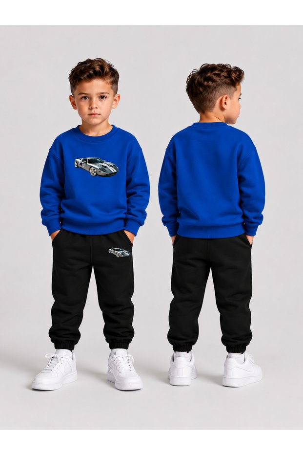 Boys' Crew Neck Sweatshirt Tracksuit Set 2-Piece Printed Top and Bottom Set