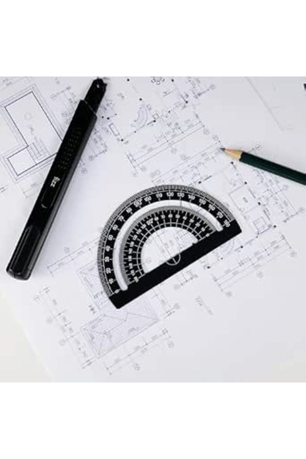 مجموعة مساطر هندسية من 4 قطع، أدوات رسم للرياضيات، مسطرة مستقيمة ومنقلة زوايا، أدوات تصميم هندسي