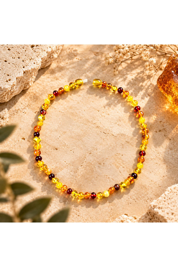 Amber Baby Necklace Natural Multi-Colored Baby Teeth Necklace