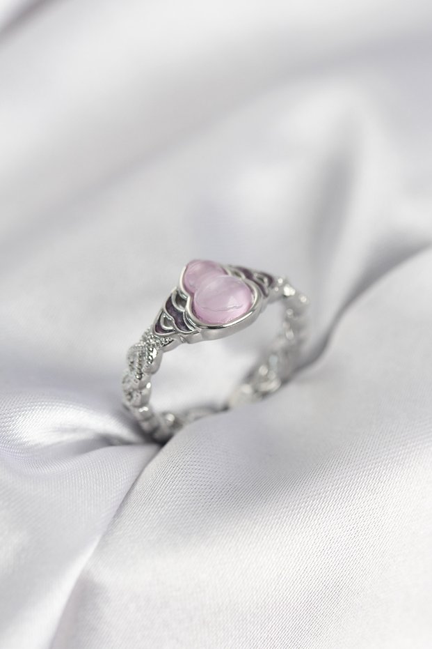 Silver Color Pink Drop Model Women's Ring