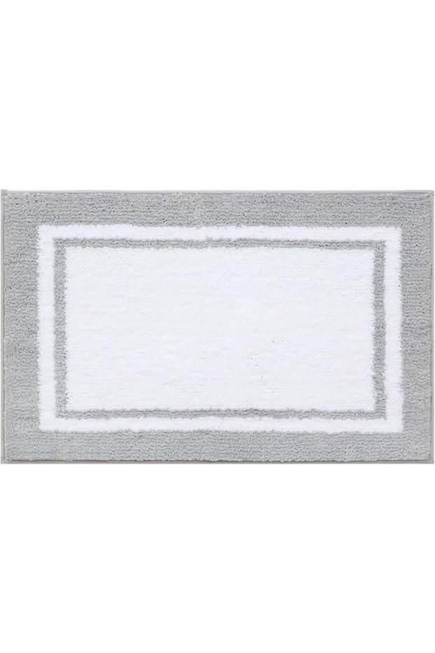 Bath Mat 50×80 cm Non-Slip Microfiber, Machine Washable Gray