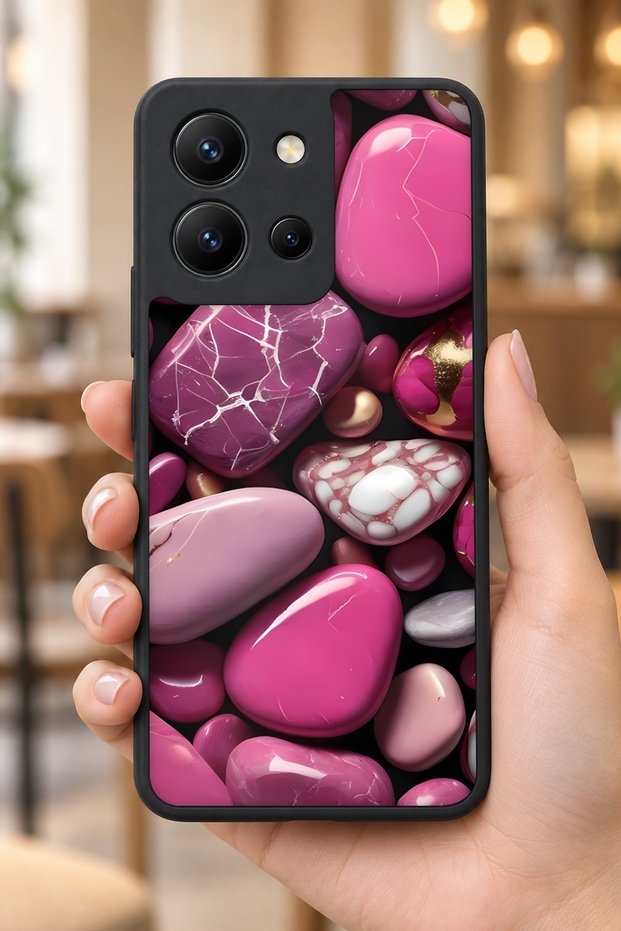 حافظة مقاومة للصدمات متوافقة مع هاتف Vivo Y36 باللون الوردي والذهبي مع حماية للكاميرا