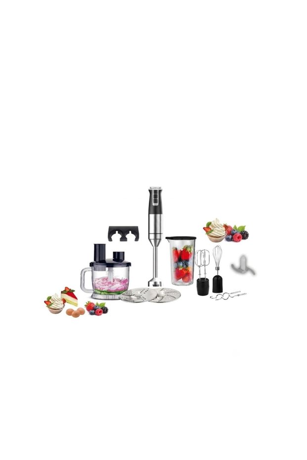 800W 6-in-1 Hand Blender with Chopper, Whisk, Beater and Food Processor Attachments