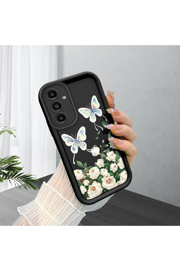 Samsung Galaxy A13 5g Compatible Rose and Butterfly Pattern Phone Case, Silicone Shockproof