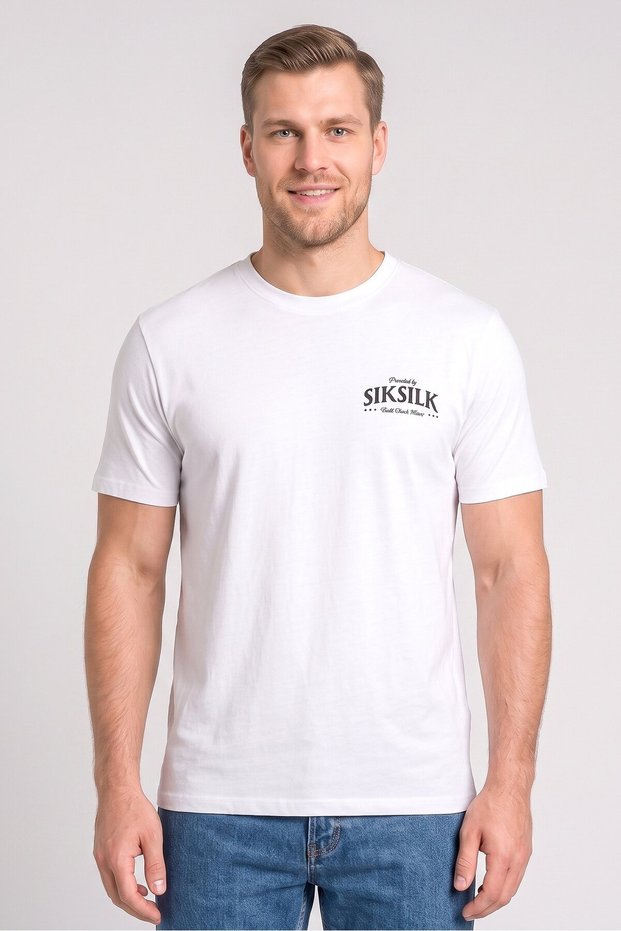Men Crew Neck Short Sleeve Brand Logo T-Shirt, White