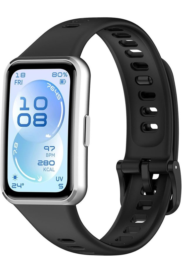 Soft Silicone Sport Watch Strap Compatible with HUAWEI Band 11/Band 11 Pro, Adjustable Replacement Wristband, Lightweight Breathable Fitness Tracker Band for Men & Women - Black