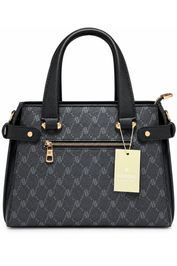 206 Women's Monogram Printed Hand and Shoulder Bag – Crossbody Bag with Long Strap and Back Zipper