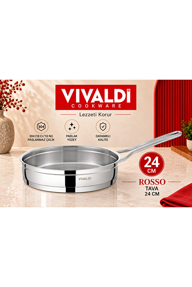 Çelik Rosso Tava 24 cm