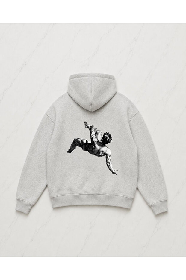 Gray Titans Detailed Oversize Unisex Sweatshirt